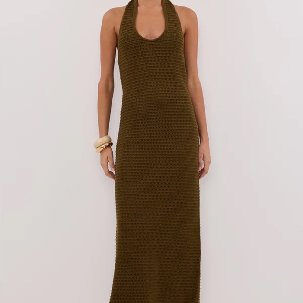 DISSH Gina Olive crochet halter dress Size Medium
